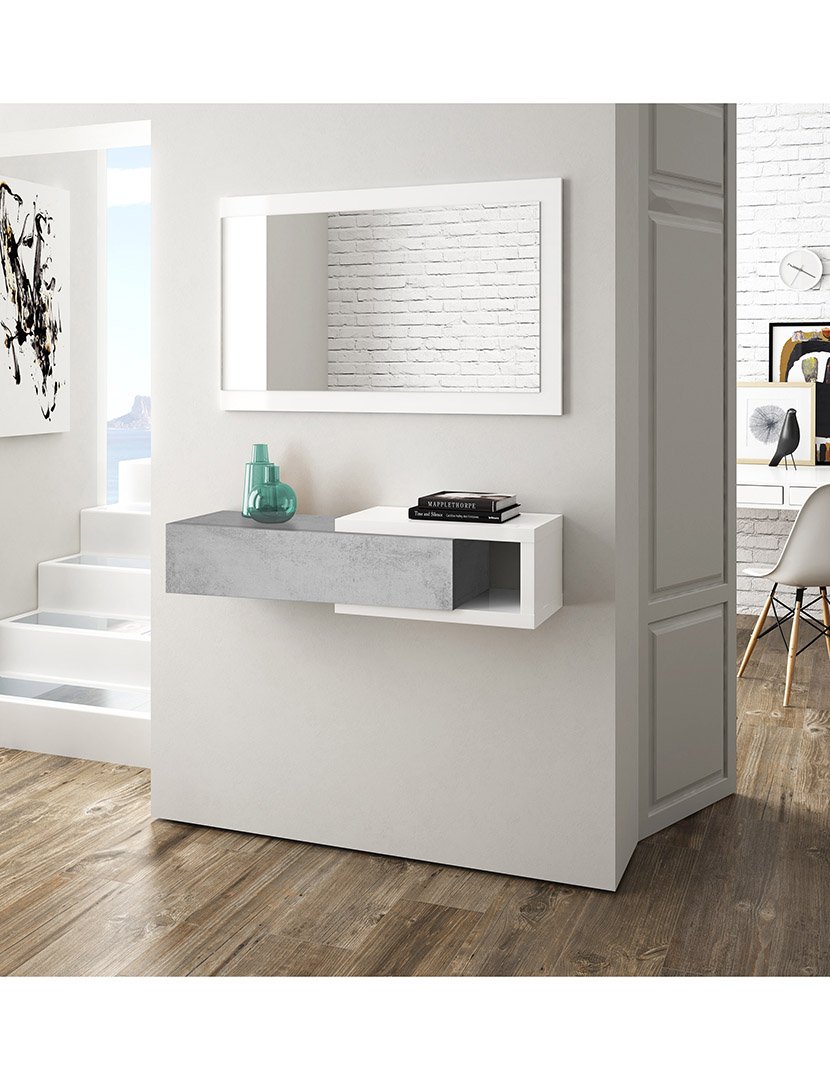 Móvel Entrada Enzo Cinza/Branco