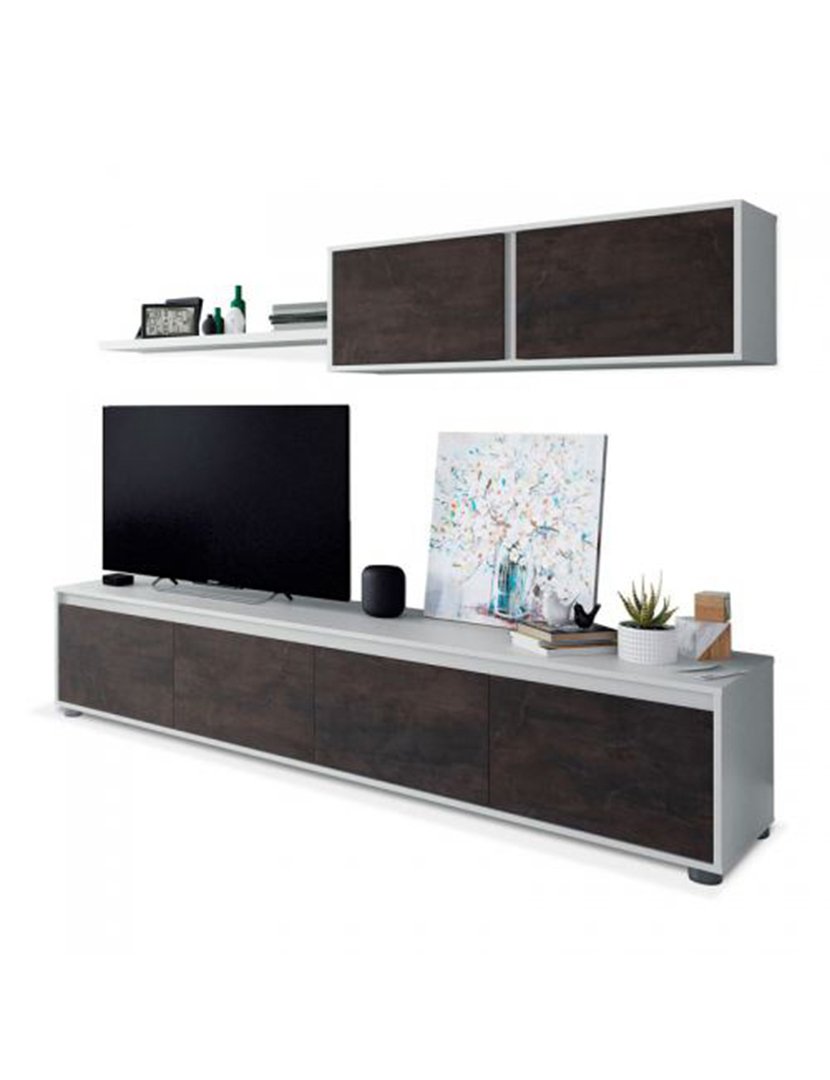 Conjunto TV Home Branco/Oxido