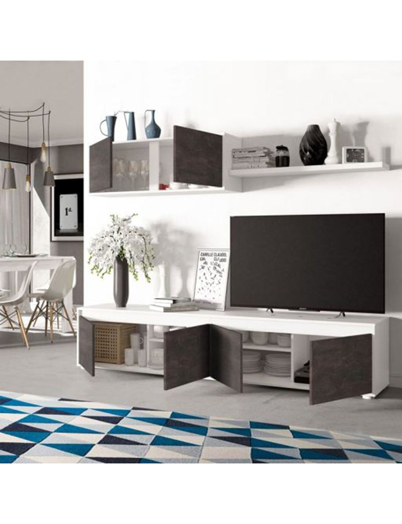 Conjunto TV Home Branco/Oxido