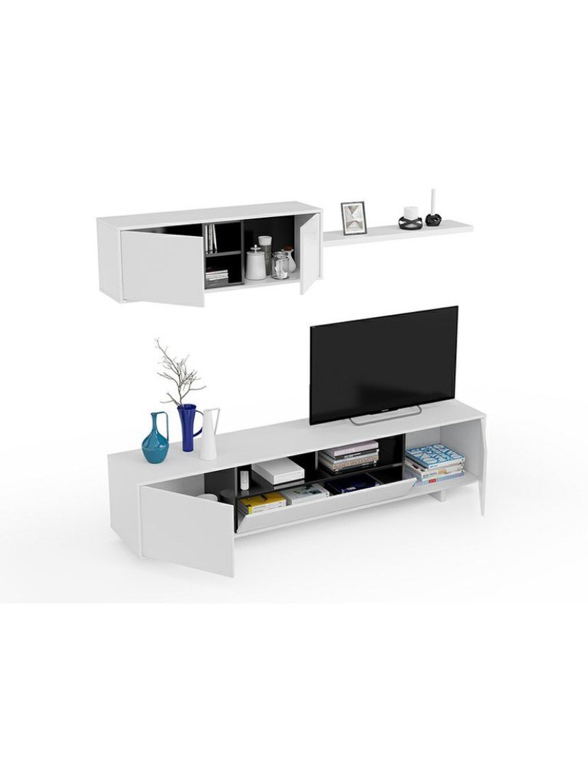 Conjunto Móvel TV Varys Branco/Cinza