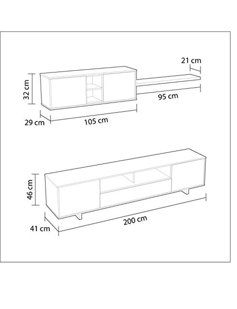 Conjunto Móvel TV Varys Branco/Cinza