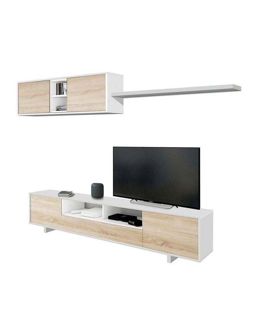 Conjunto Móvel TV Varys Carvalho/Branco Lacado