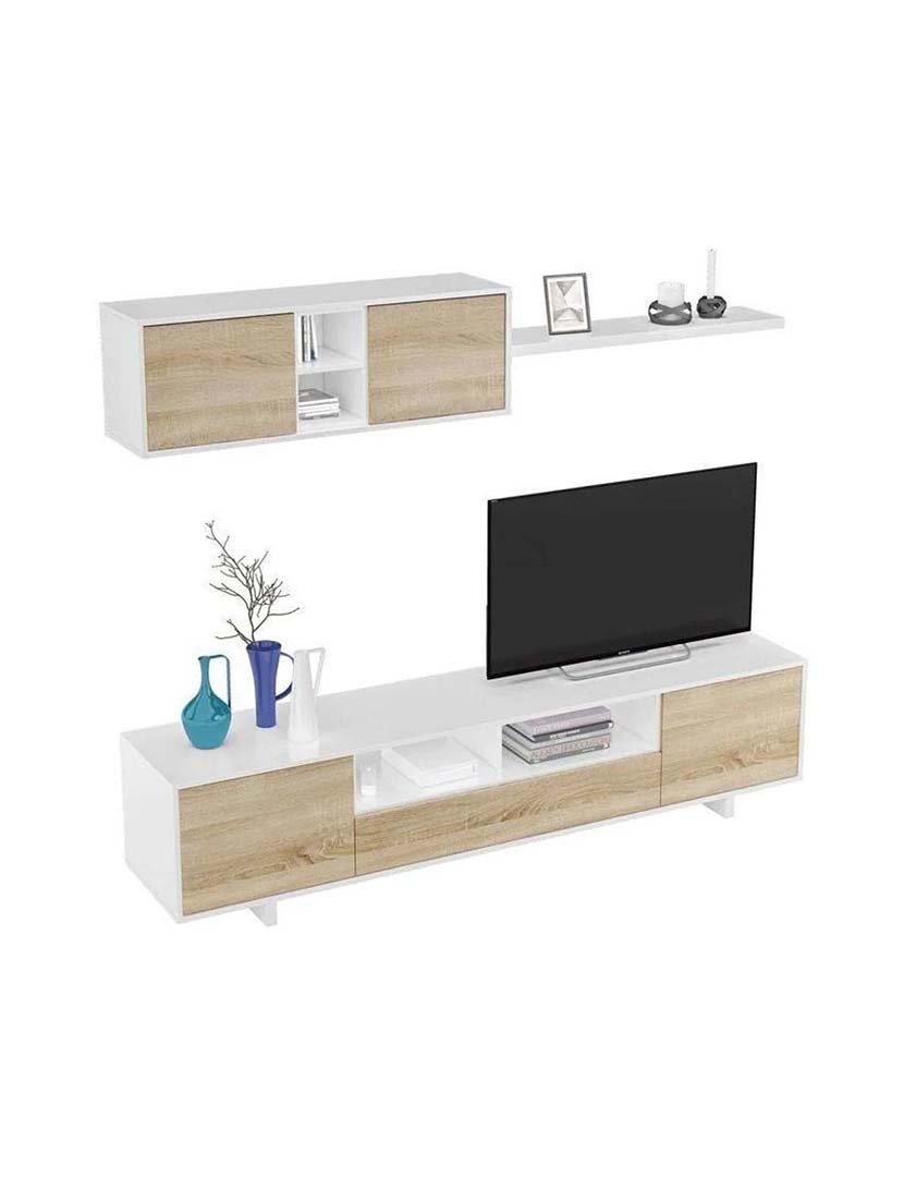 Conjunto Móvel TV Varys Carvalho/Branco Lacado