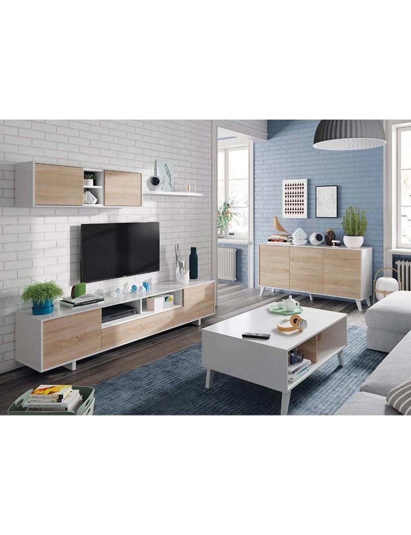 Conjunto Móvel TV Varys Carvalho/Branco Lacado