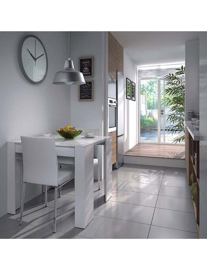 Mesa Refeição Funzionale Extensível Branco Lacado