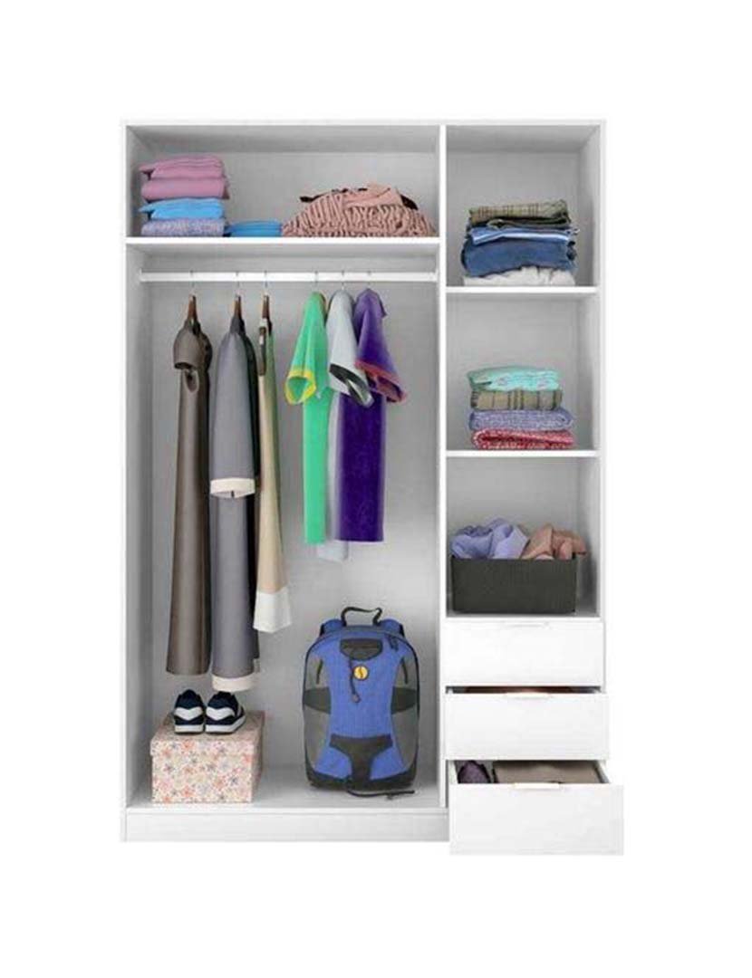 Roupeiro LC 3 Portas+3 Gavetas Branco