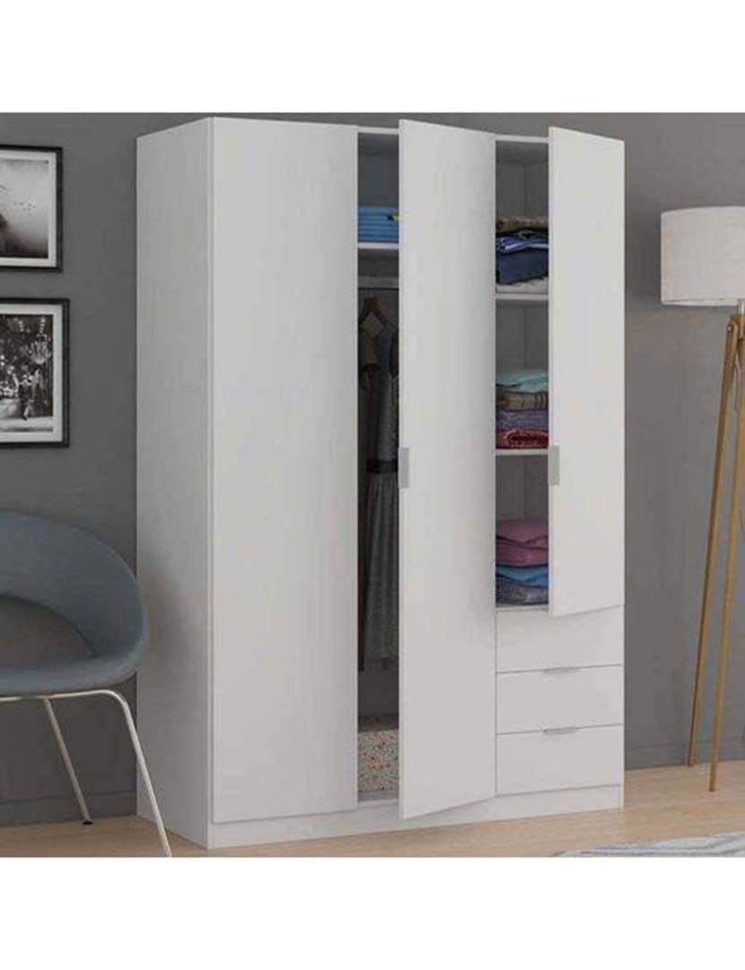 Roupeiro LC 3 Portas+3 Gavetas Branco