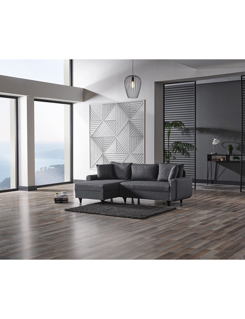 Sofá Cama Chaise Longue Esquerdo Flavia Cinzento Escuro