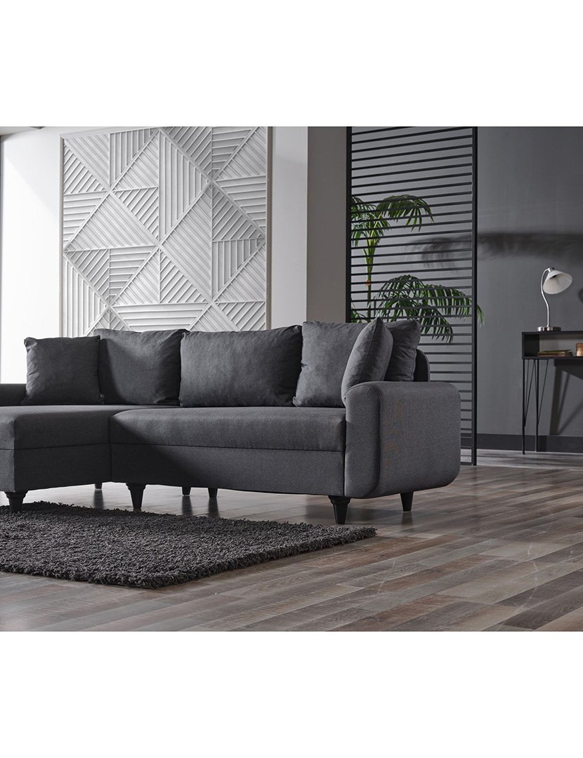 Sofá Cama Chaise Longue Esquerdo Flavia Cinzento Escuro