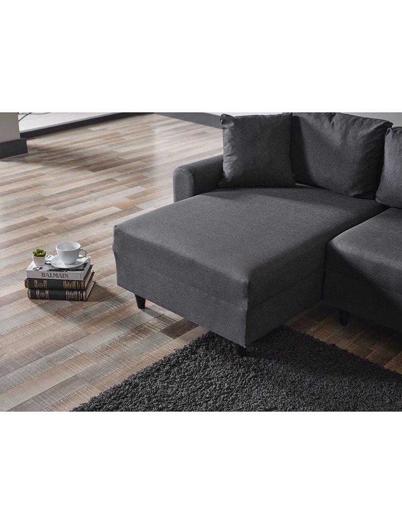 Sofá Cama Chaise Longue Esquerdo Flavia Cinzento Escuro