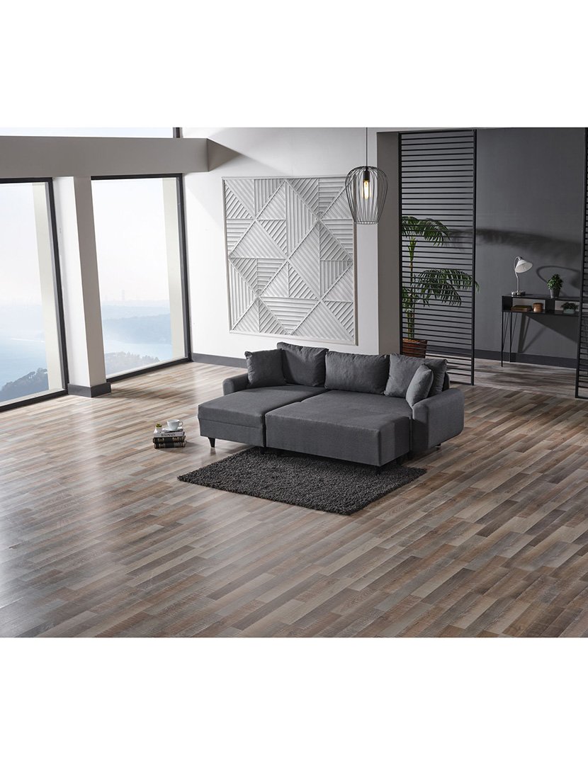 Sofá Cama Chaise Longue Esquerdo Flavia Cinzento Escuro