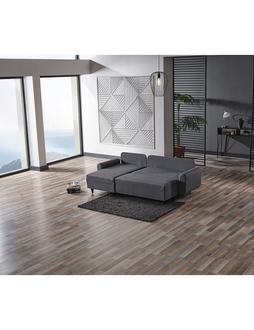 Sofá Cama Chaise Longue Esquerdo Flavia Cinzento Escuro