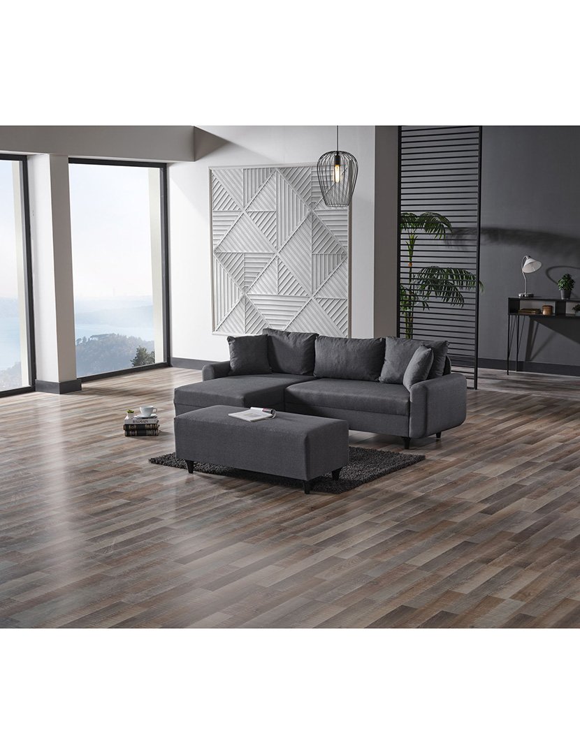 Sofá Cama Chaise Longue Esquerdo Flavia Cinzento Escuro