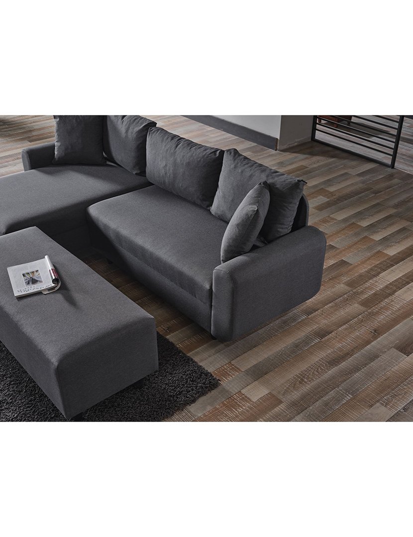 Sofá Cama Chaise Longue Esquerdo Flavia Cinzento Escuro