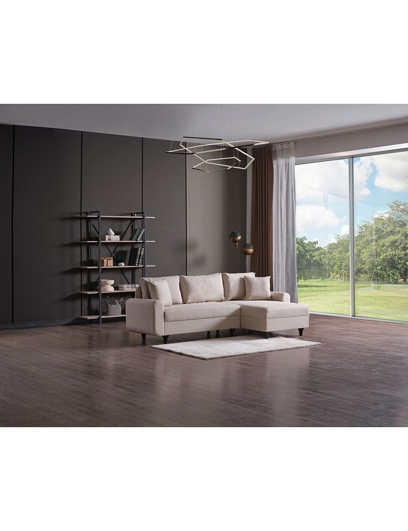 Sofá Cama Chaise Longue Direito Flavia Bege