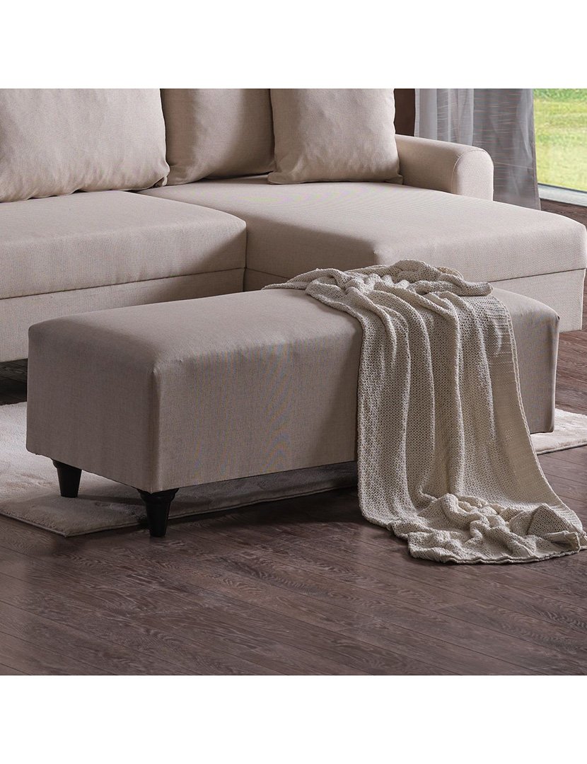 Sofá Cama Chaise Longue Direito Flavia Bege