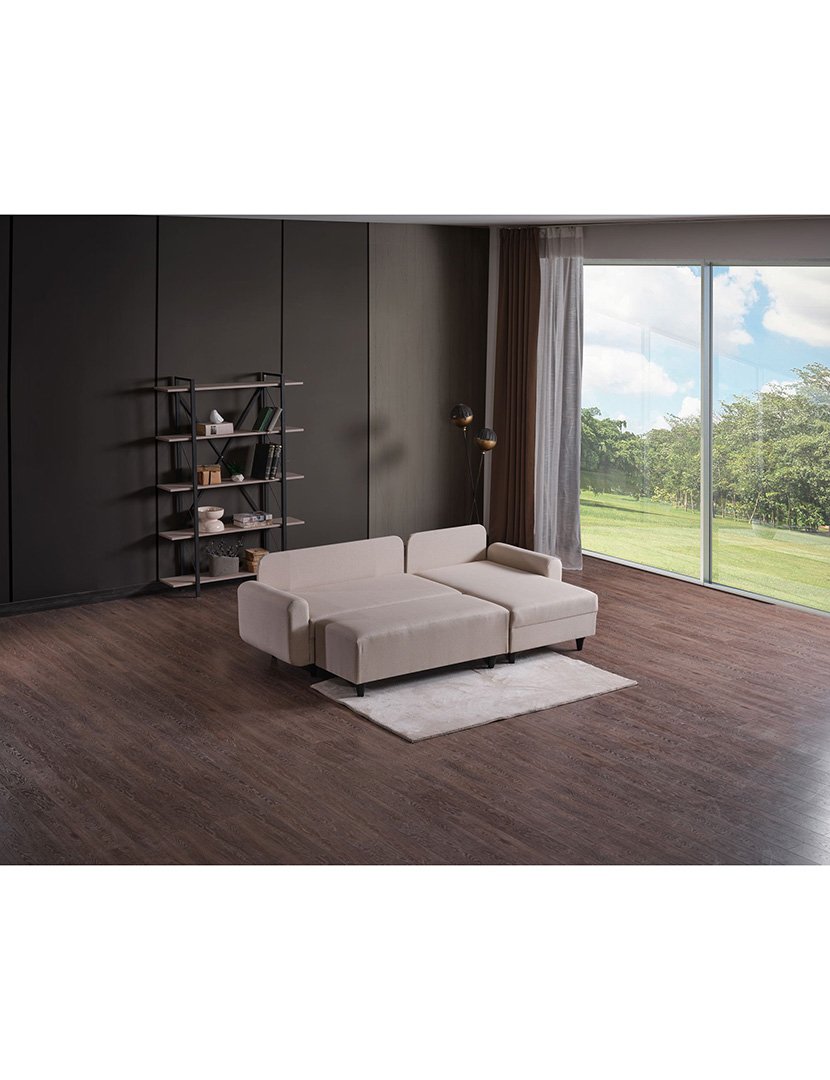 Sofá Cama Chaise Longue Direito Flavia Bege