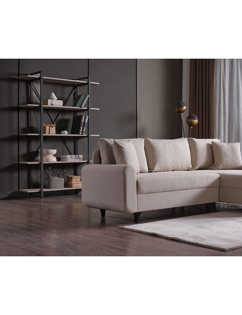 Sofá Cama Chaise Longue Direito Flavia Bege