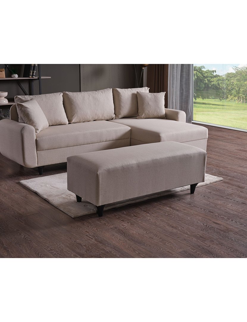 Sofá Cama Chaise Longue Direito Flavia Bege