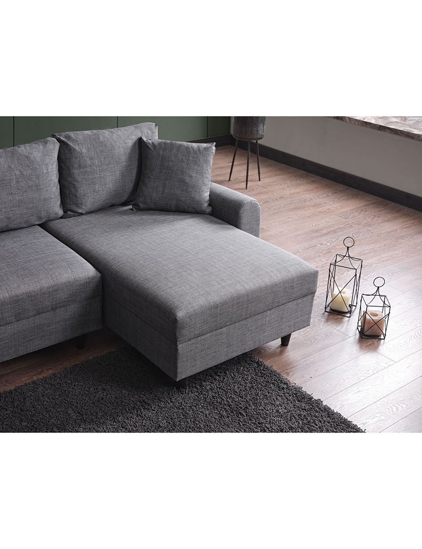 Sofá Cama Chaise Longue Direito Flavia Cinzento