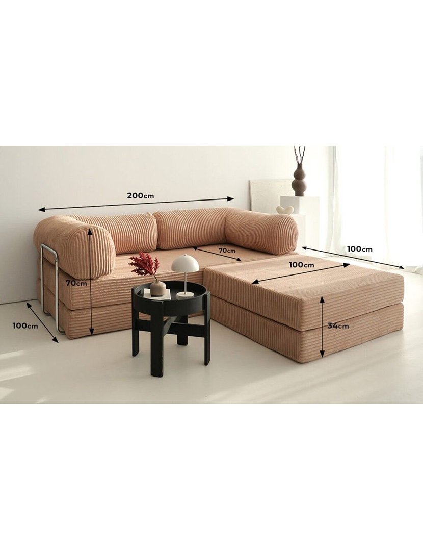 Sofá Cama Chaise Longue Direito Nook Castanho