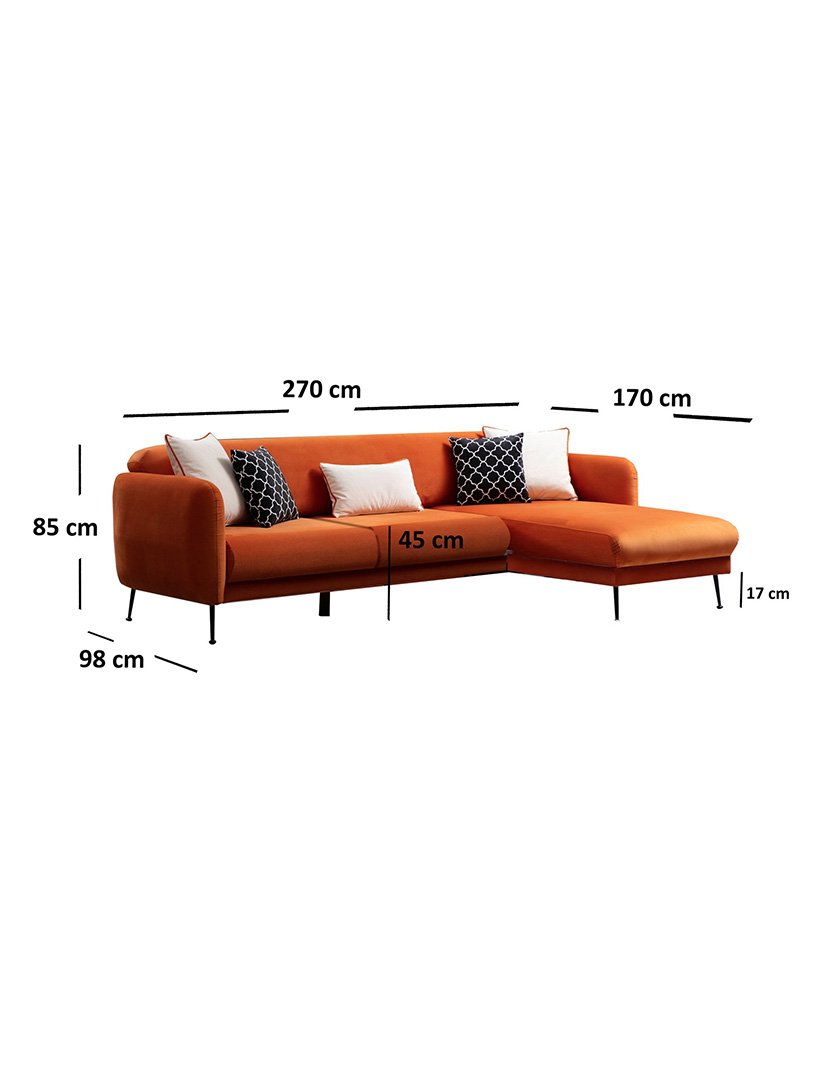 Sofá Cama Chaise Longue Esquerdo Sevilla Laranja