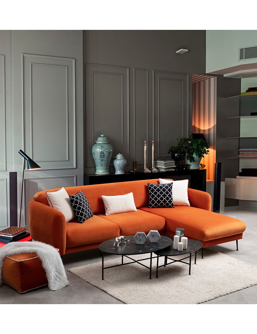 Sofá Cama Chaise Longue Esquerdo Sevilla Laranja