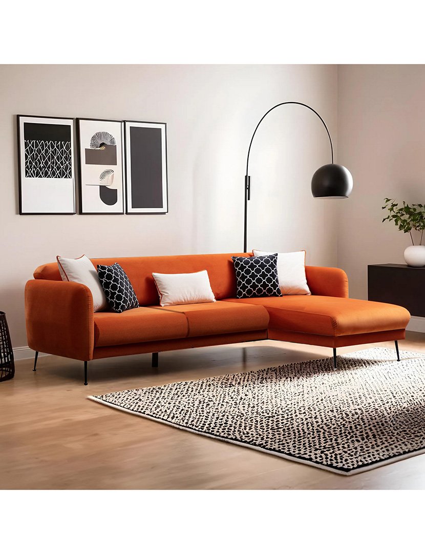 Sofá Cama Chaise Longue Esquerdo Sevilla Laranja