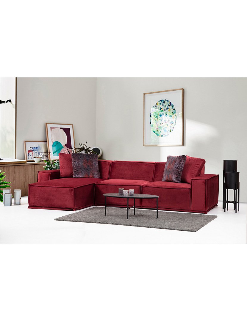 Sofá Canto Lego 8 Borgonha