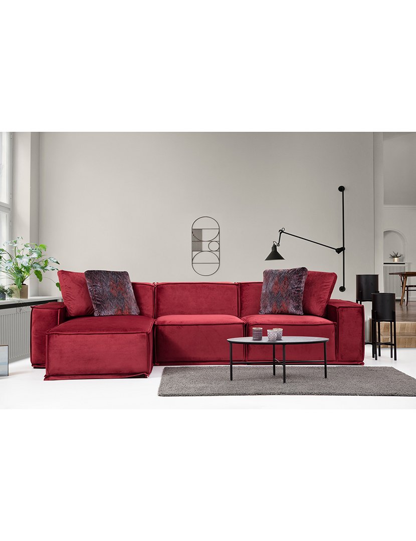 Sofá Canto Lego 8 Borgonha