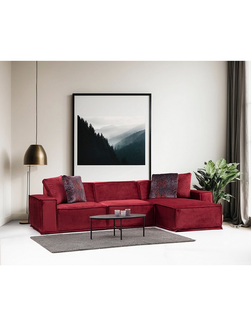 Sofá Canto Lego 9 Borgonha