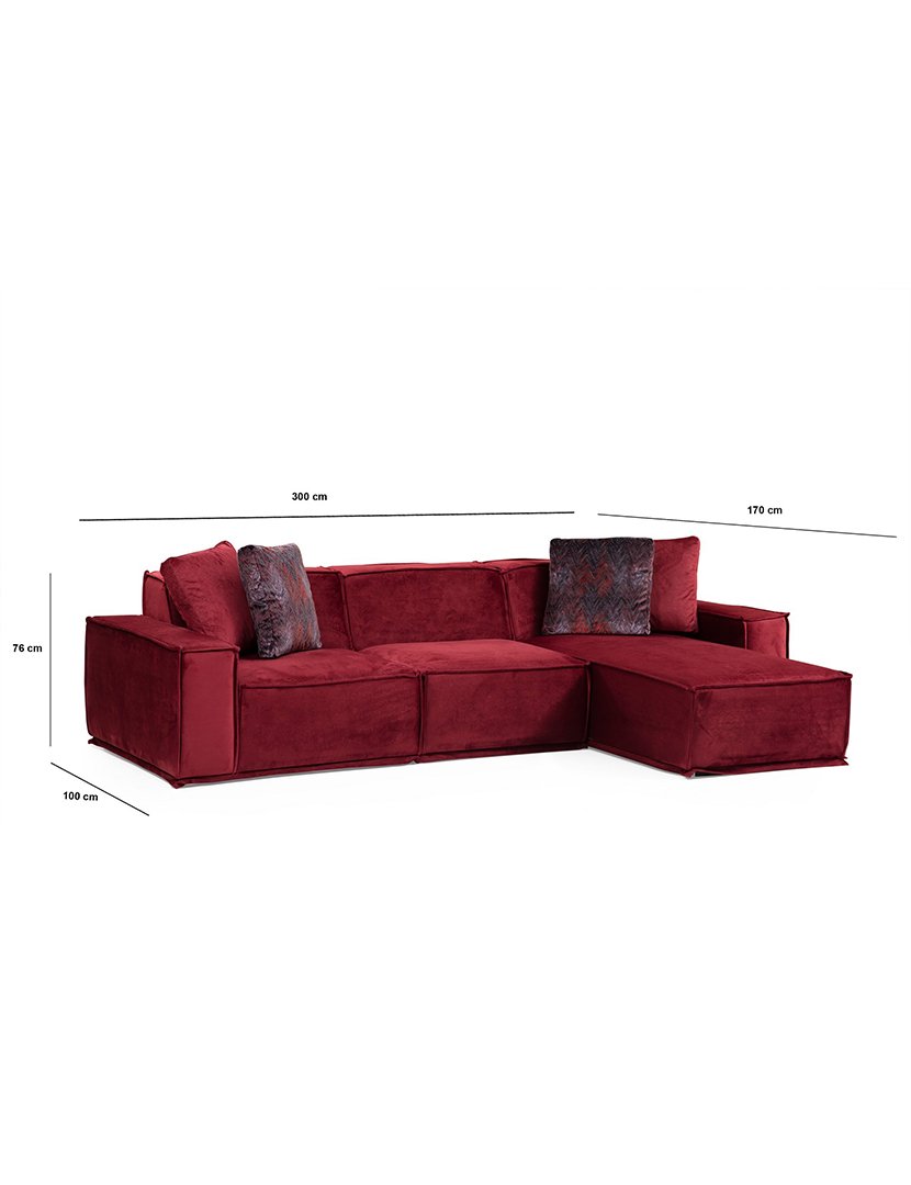 Sofá Canto Lego 9 Borgonha