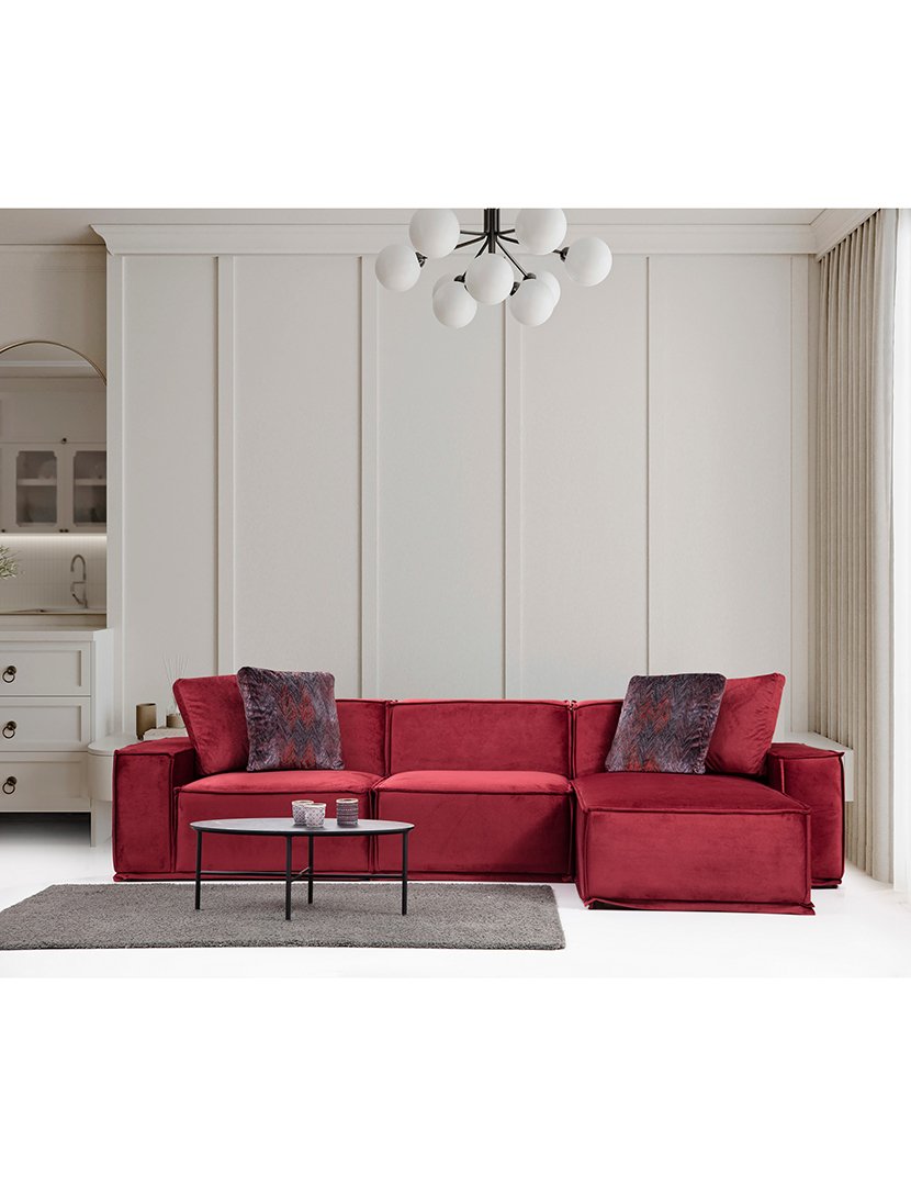 Sofá Canto Lego 9 Borgonha