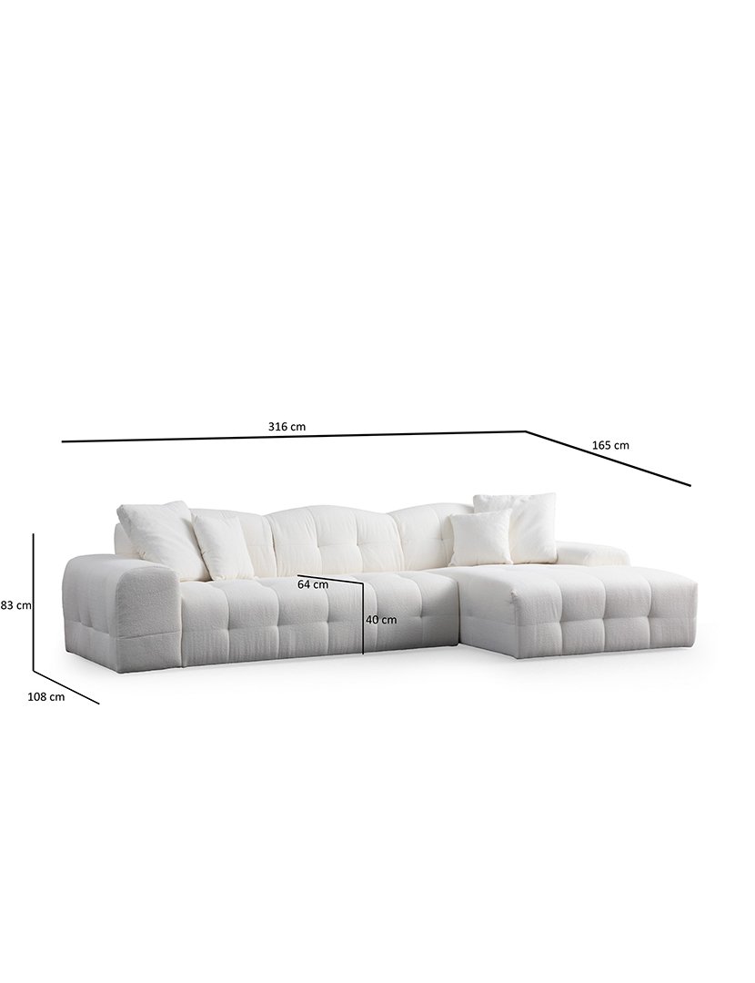 Pescara White Modular Chaise Lounge Sofa