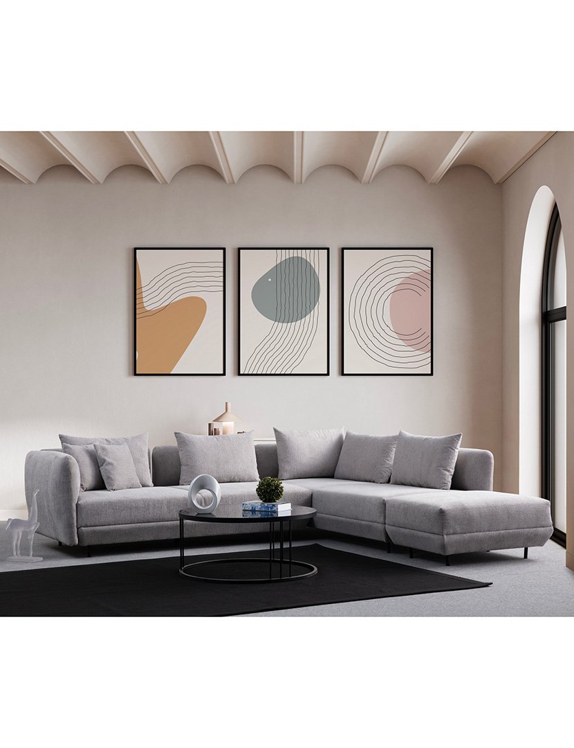 Sofá Canto Floransa Cinzento Claro