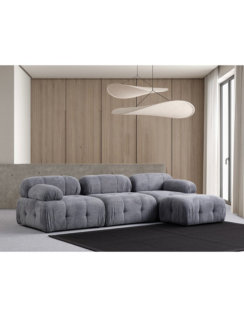 Sofá Modular Chaise Longue 3L Petite Cinzento