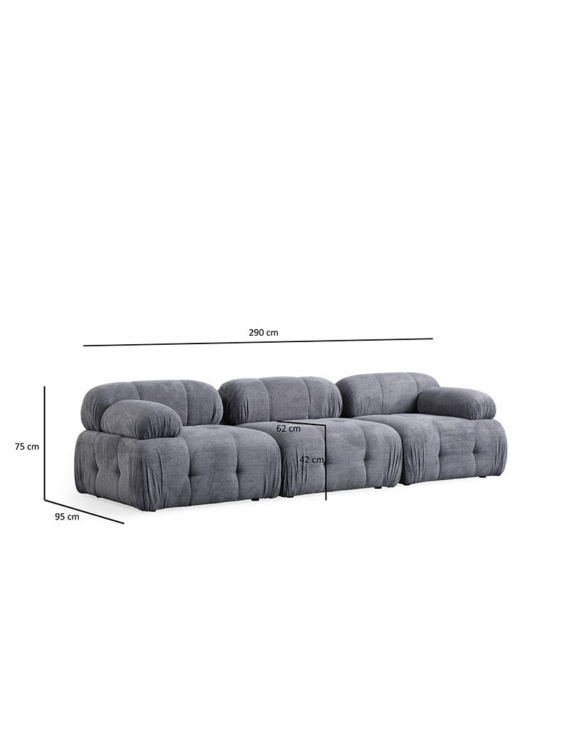 Sofá Modular Chaise Longue 3L Petite Cinzento