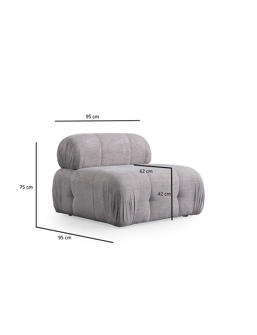 Sofá Modular Chaise Longue 3L Petite Cinzento Claro