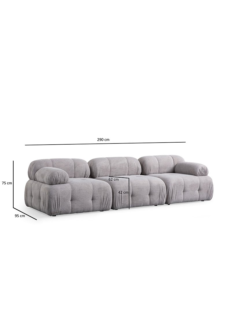 Sofá Modular Chaise Longue 3L Petite Cinzento Claro