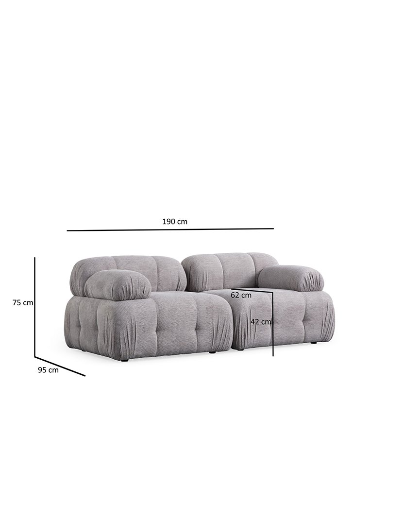 Sofá Modular Chaise Longue 2L Petite Cinzento Claro