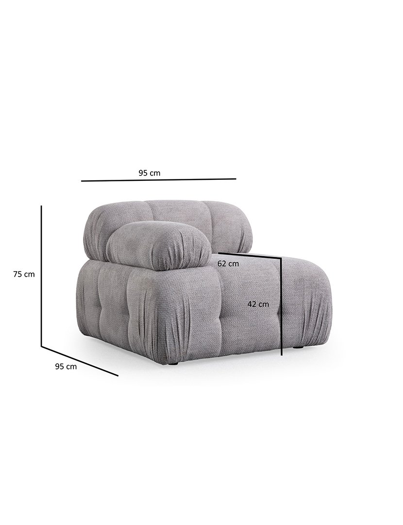 Sofá Modular Chaise Longue 2L Petite Cinzento Claro