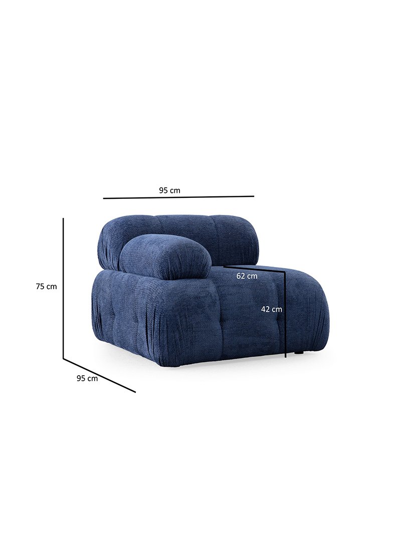 Sofá Modular Chaise Longue 3L Petite Azul Escuro