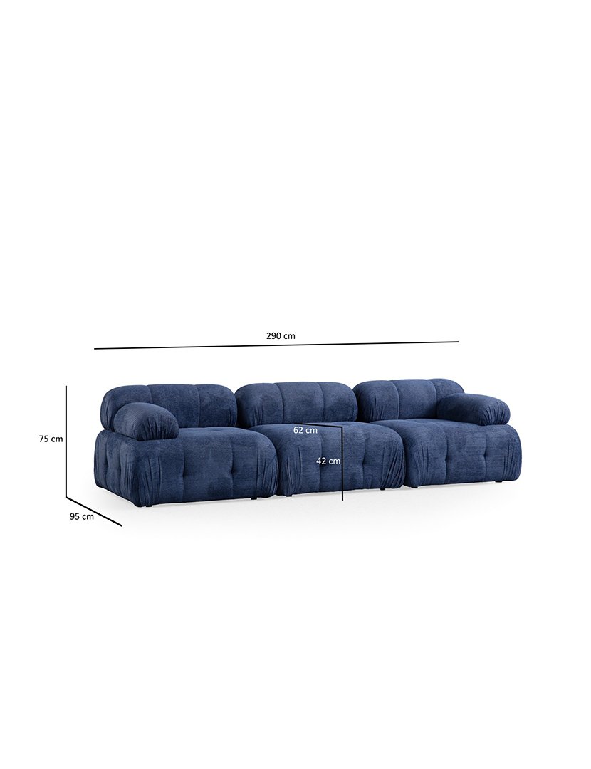 Sofá Modular Chaise Longue 3L Petite Azul Escuro