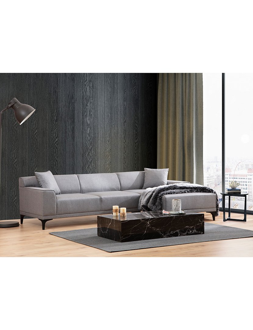 Sofá Chaise Longue Direito Petra Cinzento Claro