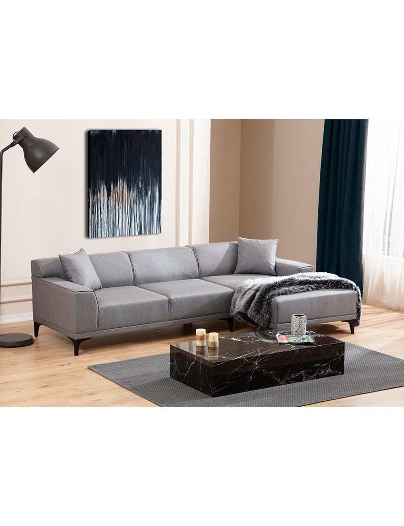 Sofá Chaise Longue Direito Petra Cinzento Claro