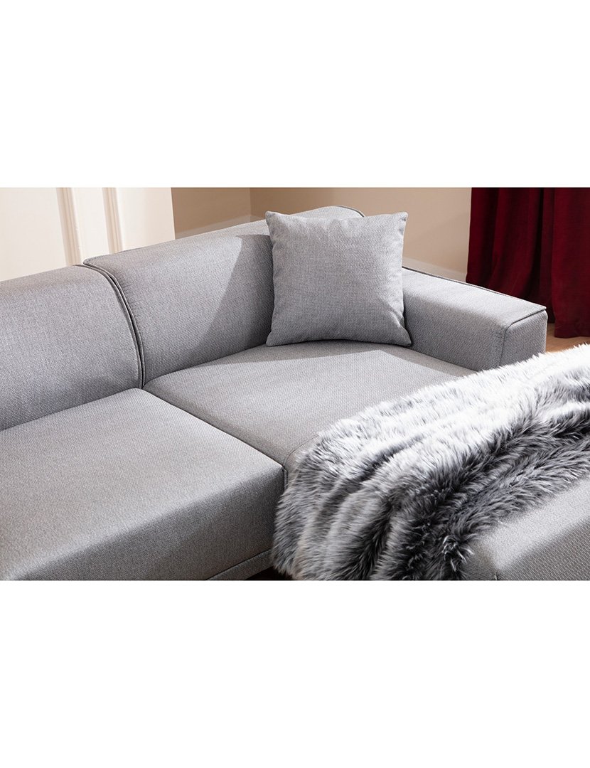 Sofá Chaise Longue Direito Petra Cinzento Claro