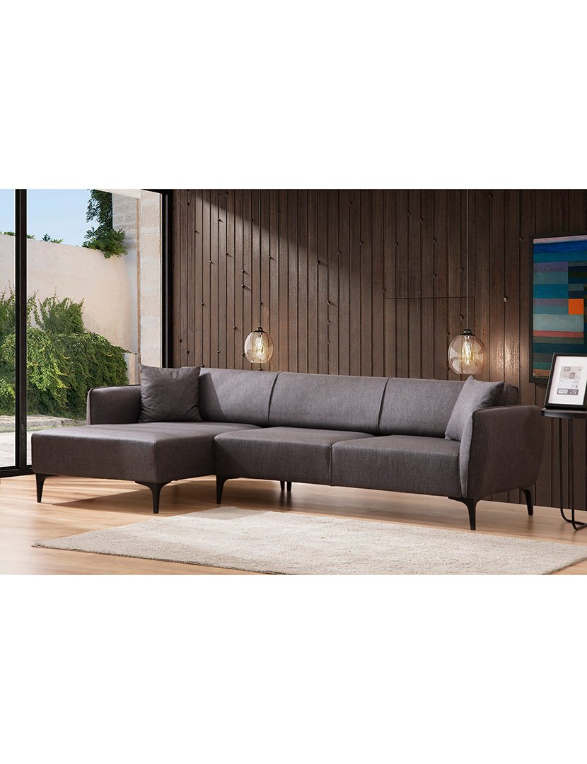Sofá Chaise Longue Esquerdo Belissimo Cinzento Escuro