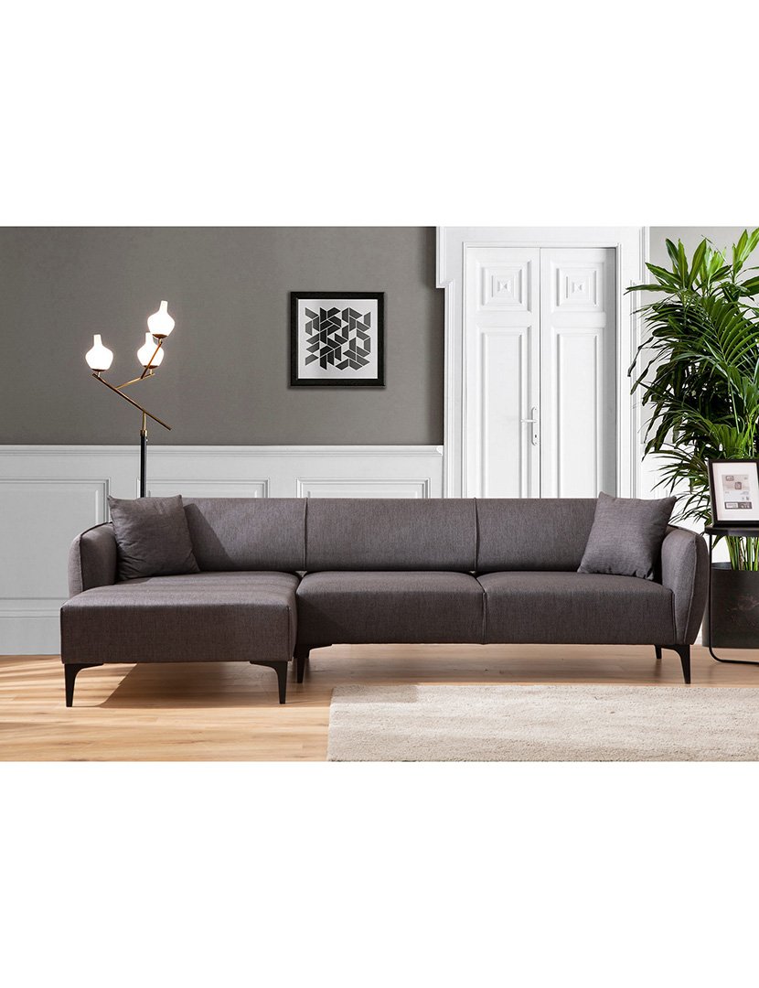 Sofá Chaise Longue Esquerdo Belissimo Cinzento Escuro