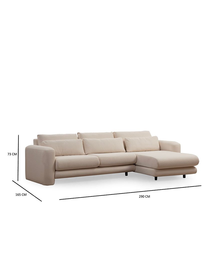 Sofá Chaise Longue Direito Lily Creme