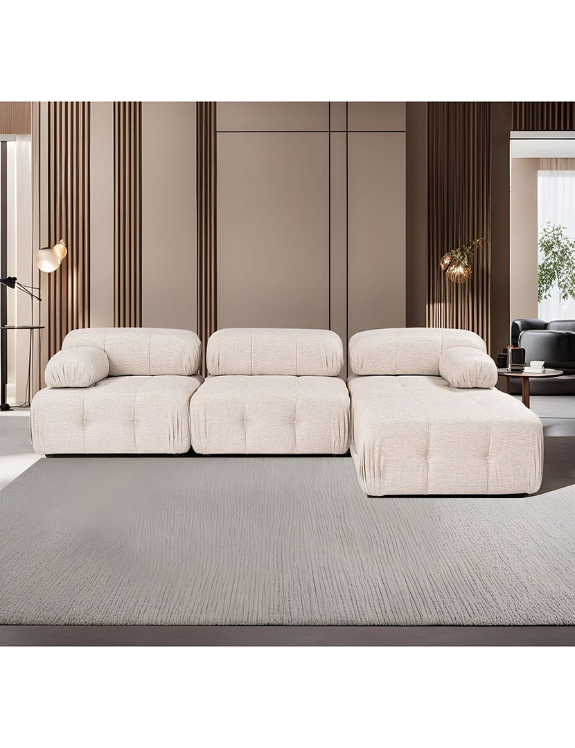 Sofá Modular Chaise Longue Doblo Castanho Claro